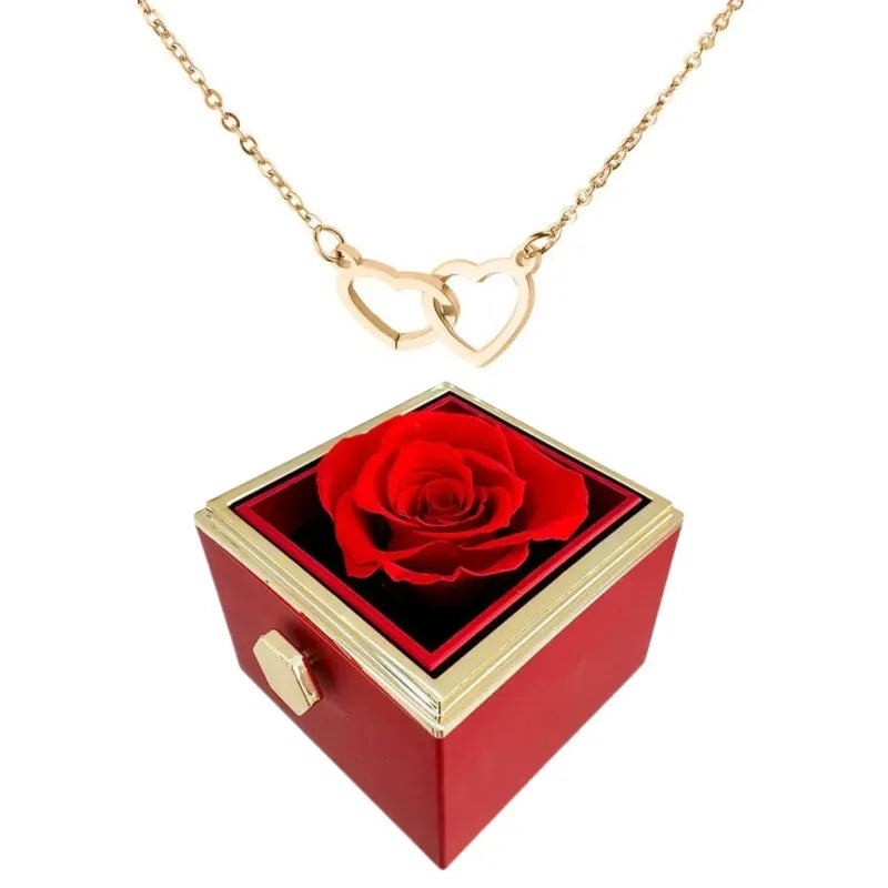 BowLift | Heart Necklace with rotating rose gift box