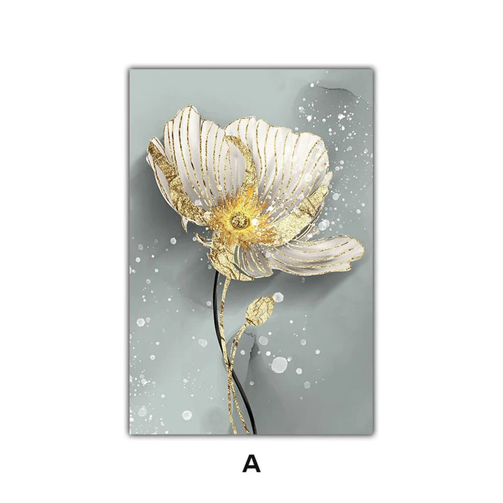 Modern Abstract Paint Splash Floral Wall Art Fine Art Canvas Prints Posters Elegant Botanical Pictures For Living Room Decor | Bowlift