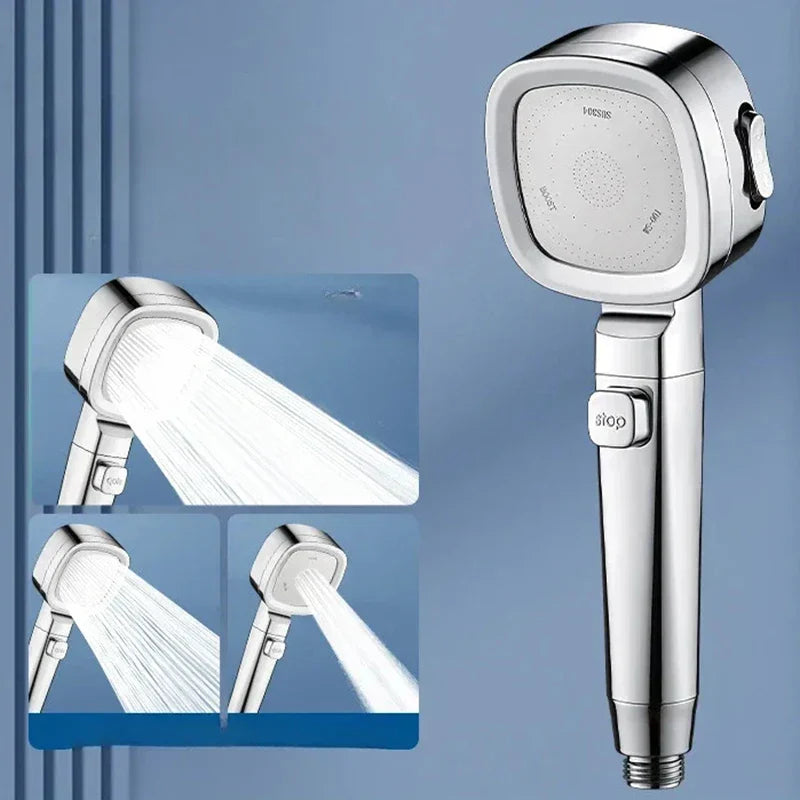 BowLift | Jetiva Shower Head | 3 Spray Types | Pressure Boosting & Water Saving | Silver Design