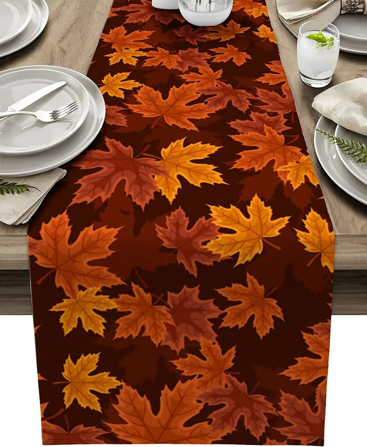 BowLift | Autumna LeafRunner Table Runner Linen | Maple Leaf Autumn Decor | Washable & Durable | 150–200 × 33 cm