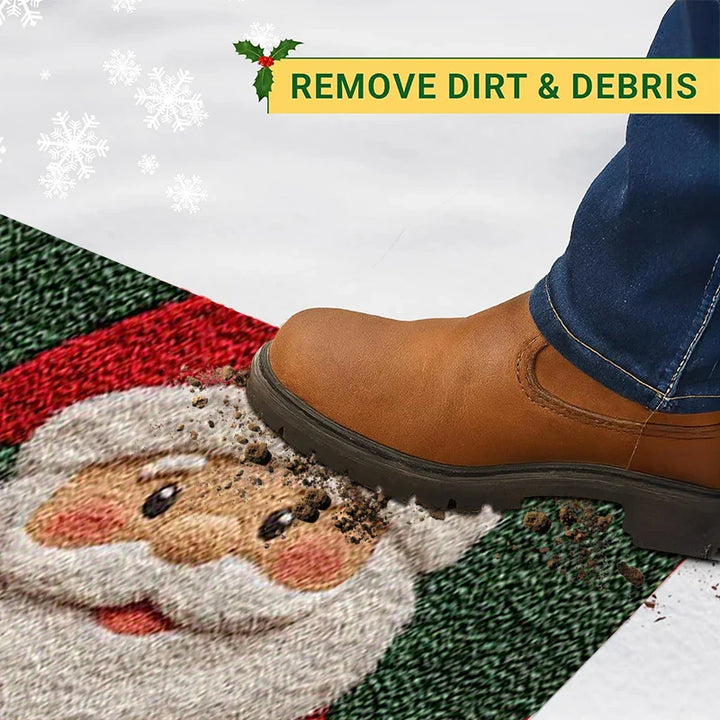 BowLift | Winter love | Christmas doormat | Santa & Gingerbread man | Red | For indoor & outdoor | Non-slip & washable