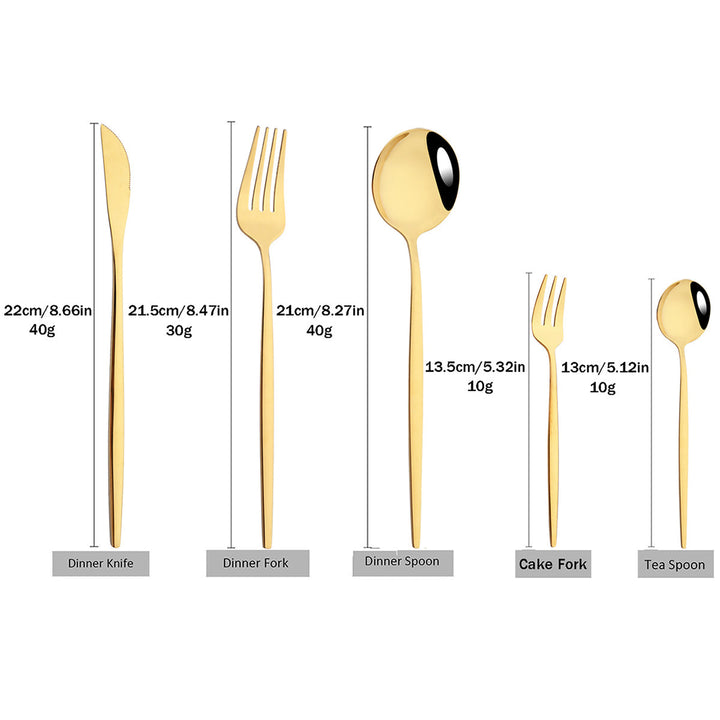 Stainless Steel Premium Dinnerware Set - Includes Steak Knife, Fork, Coffee Spoon, Teaspoon and Flatware Bowlift
