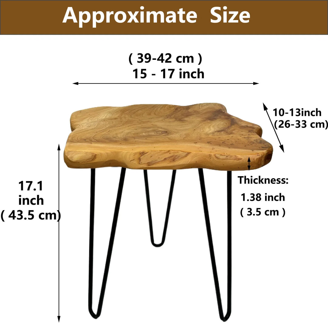 BowLift | Wooden Side Table with Natural Edge Nightstand Plant Stand