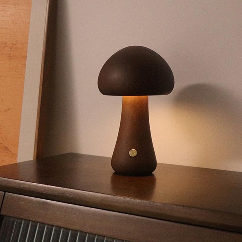 BowLift | Wooden LED Table Lamp Mushroom Glow