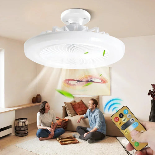 Upgrade Your Living Space with the Smart Remote Control Ceiling Fan - LED Lighting and E27 Converter Base Included for Ultimate Convenience | Bowlift