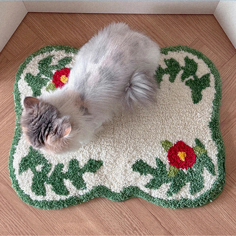 Floral Fluffy Bath Mat | Bowlift
