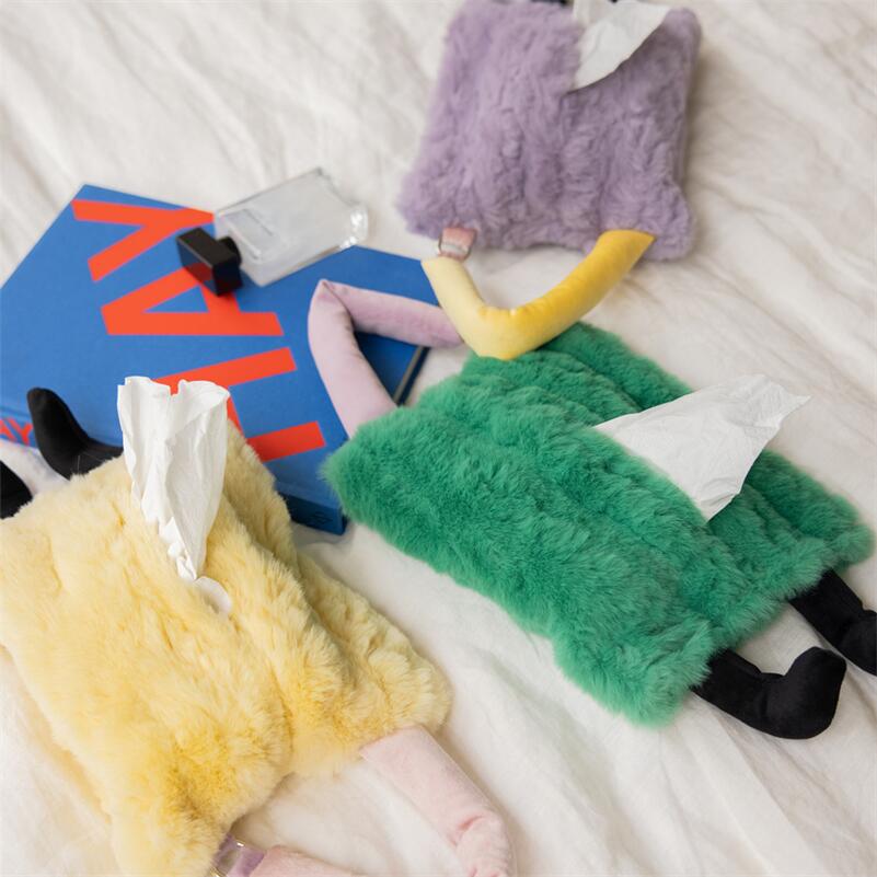 Furry Colourful Tissue Holder | Bowlift