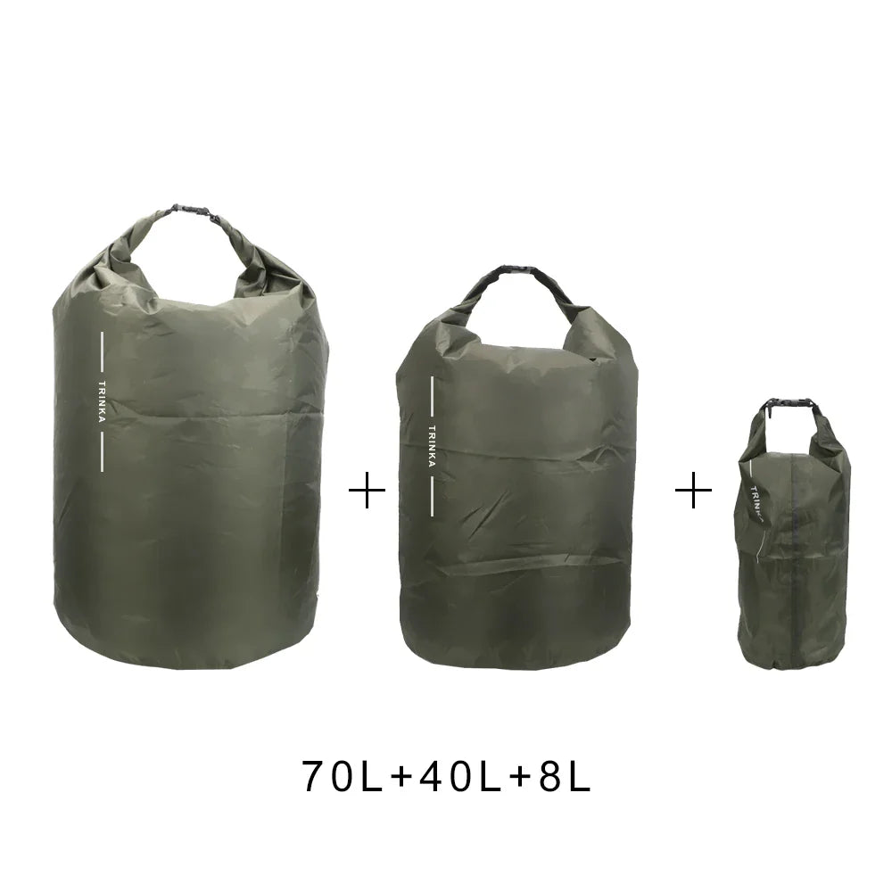 BowLift | DryHike Waterproof Dry Bags 8L / 40L / 70L | Ultralight & Durable | For Kayak, Boat, Camping & Outdoor Travels