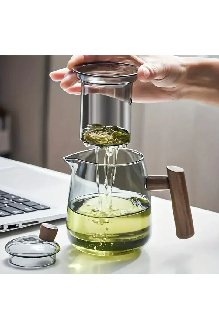 BowLift | Wood Handle Glass Teapot