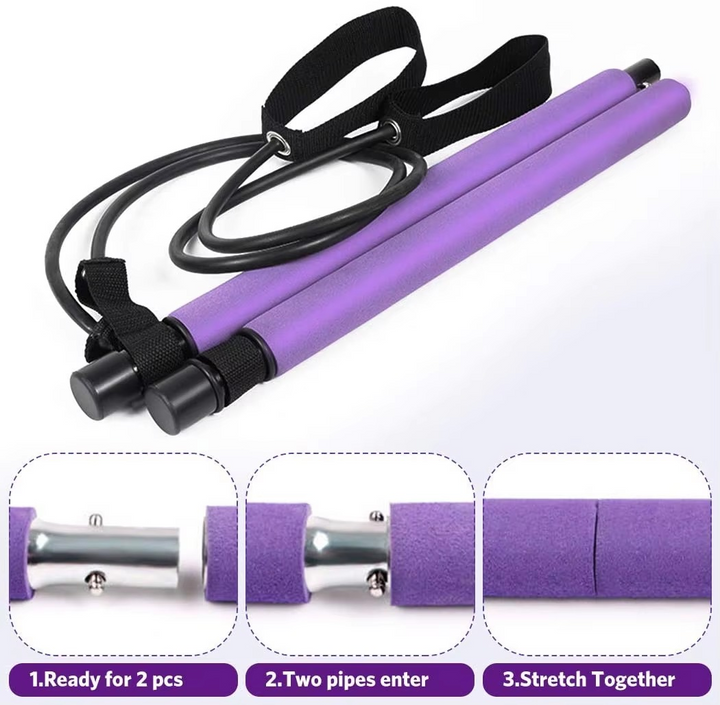 BowLift | Portable Pilates Bar Kit with Resistance Bands for Full Body Home Workouts