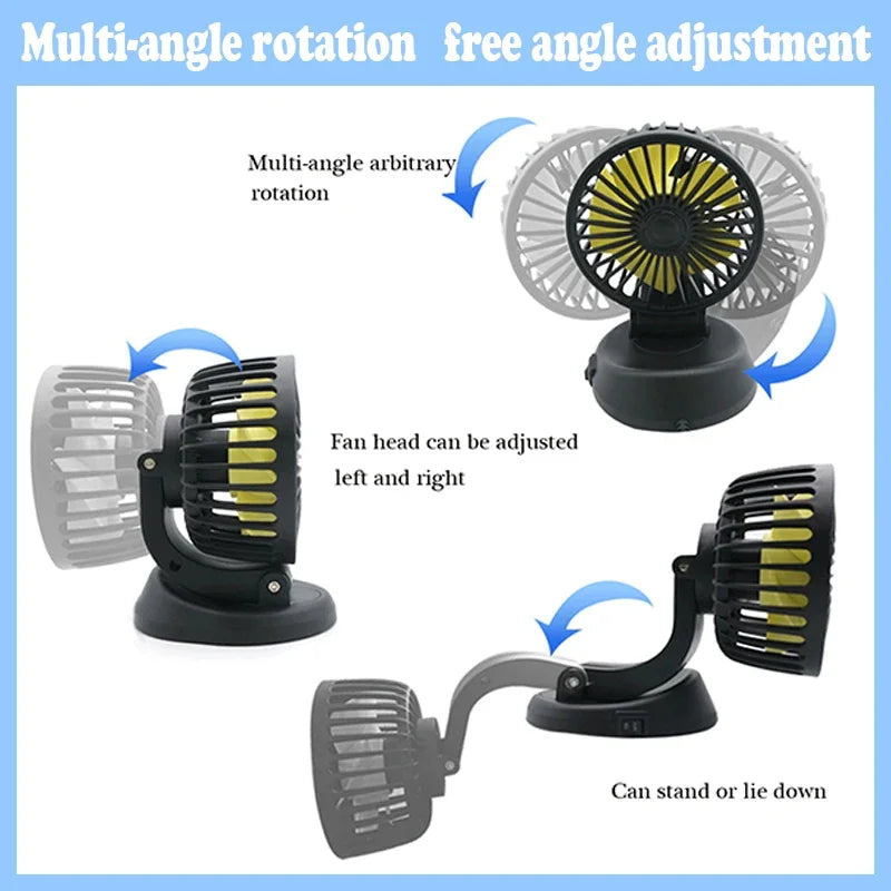 BowLift | Ventoro Auto Fan 12V/24V/5V | USB or Cigarette Lighter | Rotatable & Compact | For Car, Truck, SUV, Motorhome & Office