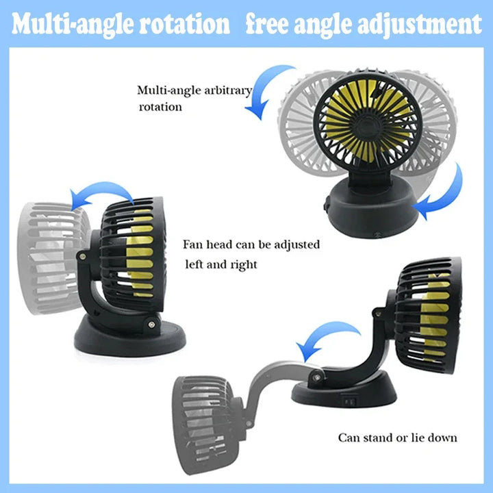 BowLift | Ventoro Auto Fan 12V/24V/5V | USB or Cigarette Lighter | Rotatable & Compact | For Car, Truck, SUV, Motorhome & Office