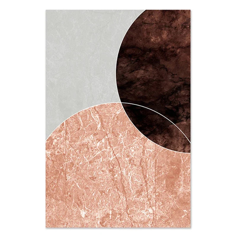 Scandinavian Abstract Grey Pink Granite Wall Art Fine Art Canvas Prints Pictures For Modern Apartment Living Room Bedroom Art Decor | Bowlift
