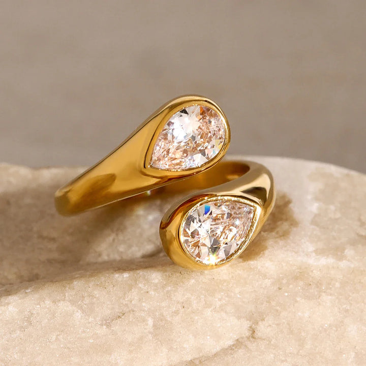 BowLift | Teardrop Diamond Accented Wrap Ring
