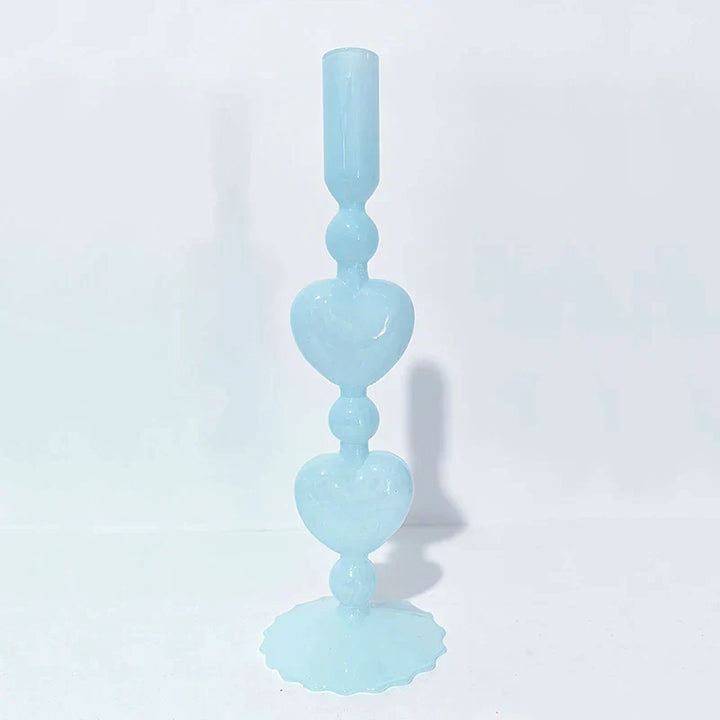 BowLift | Retro Taper Candle Holder Red Heart Shape Glass Candle Holder Wedding Table Decoration Home Party Glass Vase Decor