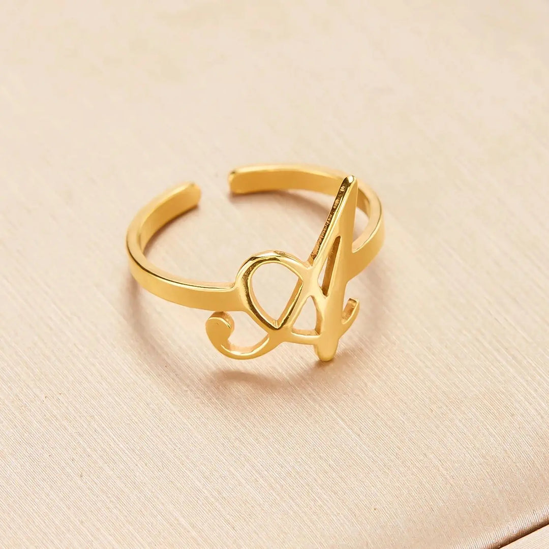 BowLift | Adjustable Italic Cursive Letter Initial Ring