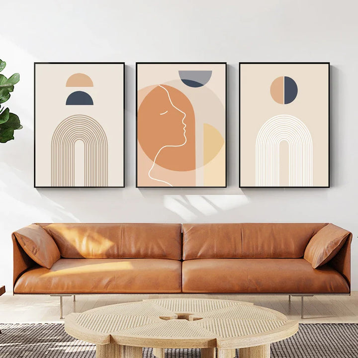 Minimalist Abstract Solar Geometry Wall Art Fine Art Canvas Prints Pictures For Living Room Bedroom, Home Office Art Decor | Bowlift