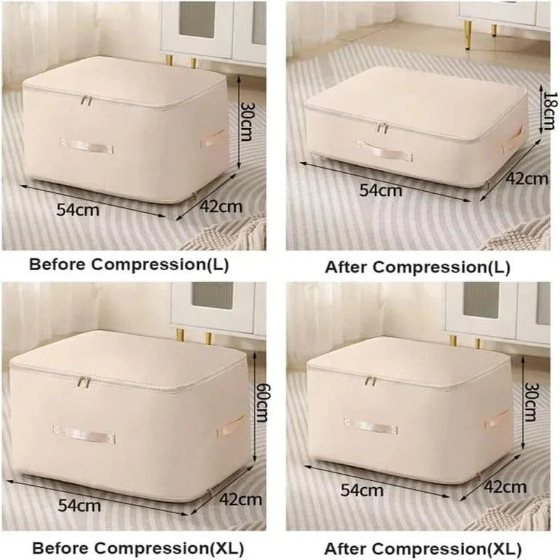 Storage bag for bedding with 40% space savings | Bowlift