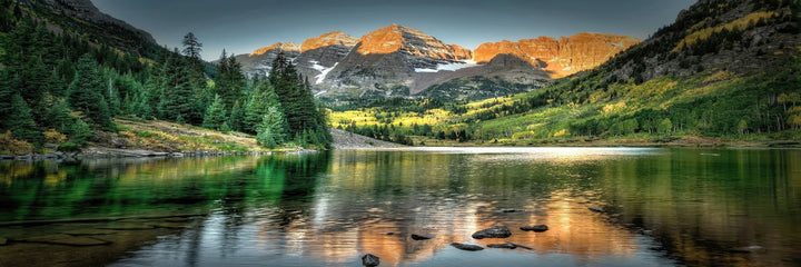 Mountain Lake Forest Wilderness Wall Art Large Format Canvas Prints Wide Format Landscape Picture For Above The Sofa Or Above The Bed | Bowlift