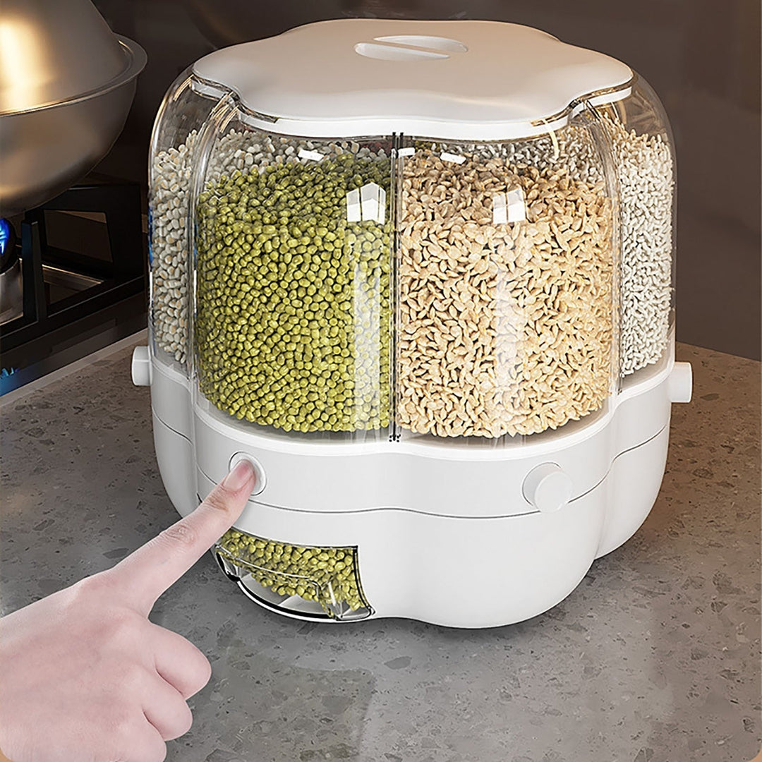 BowLift | 6-Grid Rotating Grain Storage Dispenser