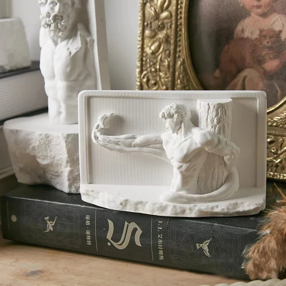 BowLift | Nordic INS Style Character Plaster Statue DIY Painted Sketch Photography Props Table Decorations Home Art Plaster Decoration