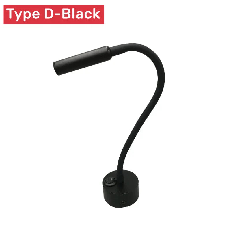 BowLift | Modern Flexible LED Reading Wall Lamp with Switch for Bedroom and Study - 1W/3W