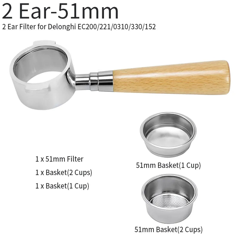 BowLift | 51mm Coffee Ground Portafilter for Delonghi EC680 EC685 Replacement Filter Basket Espresso Machine Handle Cafe Accessories