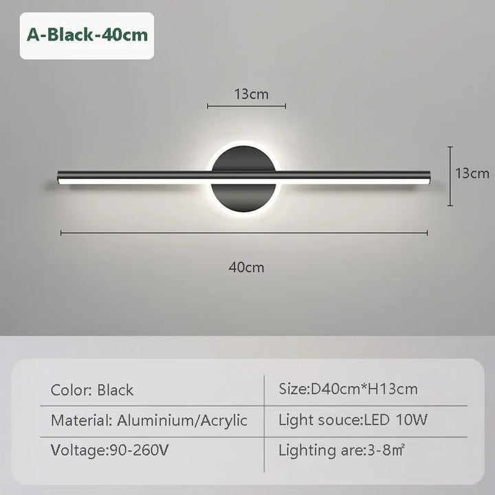 BowLift | LED Wall Light LineaLux | Black & Gold | 40/60/80 cm | Warm, Cold & Three-Color Light | Modern Mirror & Wall Lighting
