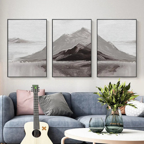Abstract Gray Mountain Landscape Wall Art Fine Art Canvas Prints Pictures For Modern Apartment Living Room Dining Room Art Decor | Bowlift