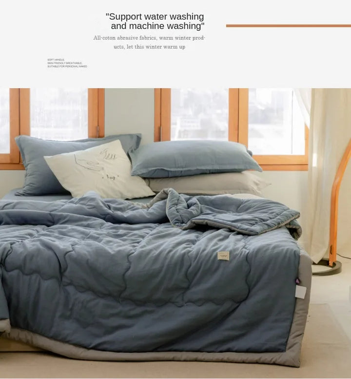 2024 Japanese Cotton-Polyester Summer Quilt – Lightweight, Washable, Skin-Friendly Solid Color Quilt | Bowlift