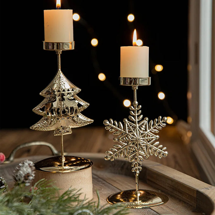 Christmas Candle Holders - Star and Christmas Tree Design for Festive Decoration | Bowlift