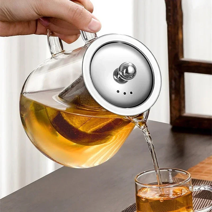 BowLift | 450ml-950ml Heat Resistant Glass Teapot – Stainless Steel Tea Filter, Flower Kettle for Kung Fu Tea, Puer and Oolong Tea