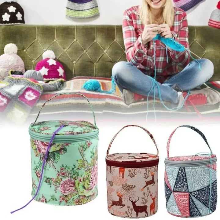 BowLift | Wollina Yarn Bag | Cylindrical Wool Pouch made of Polyester | Compact & Portable | For Crochet & Knitting Accessories