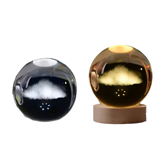 3D Crystal Night Light LED - Starry Sky Projector with Wooden Base, Romantic Lighting for Bedroom & Gifts | Bowlift