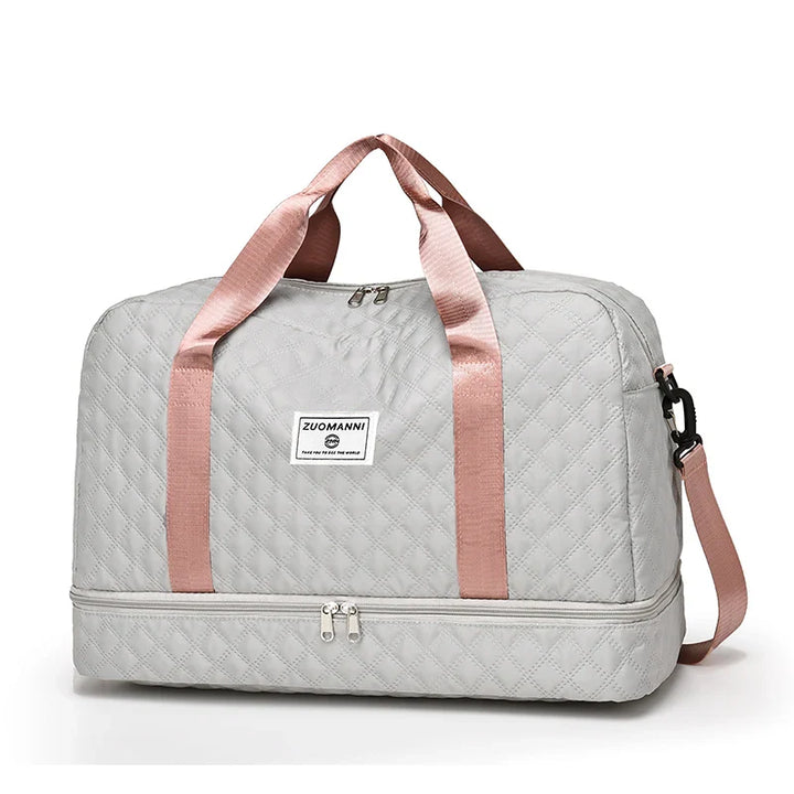 BowLift | Raumio TravelFlex Lightweight Travel Bag with Diamond Pattern | Large Sports & Weekend Bag with Shoe Compartment & Wet Compartment | Cabin Luggage Suitable & Foldable