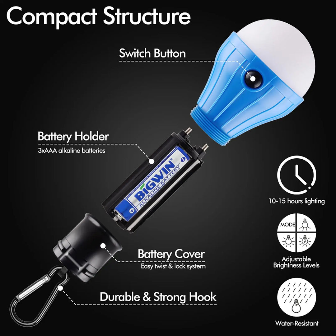 BowLift | LumaTrail Outdoor Lamp | 3 Light Modes | Compact & Stable | Carabiner Attachment