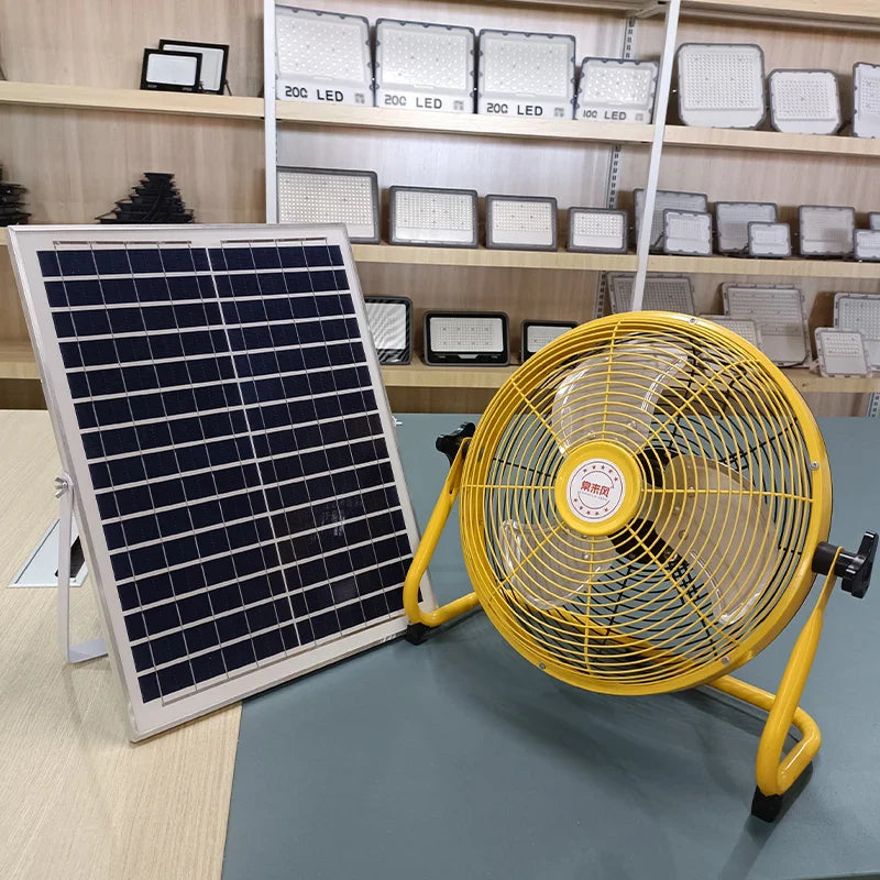 214-Inch Portable Rechargeable Table Fan – Solar & AC Powered Dual Input for Home, Camping & Fishing | Bowlift