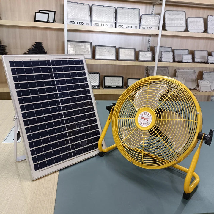 214-Inch Portable Rechargeable Table Fan – Solar & AC Powered Dual Input for Home, Camping & Fishing | Bowlift