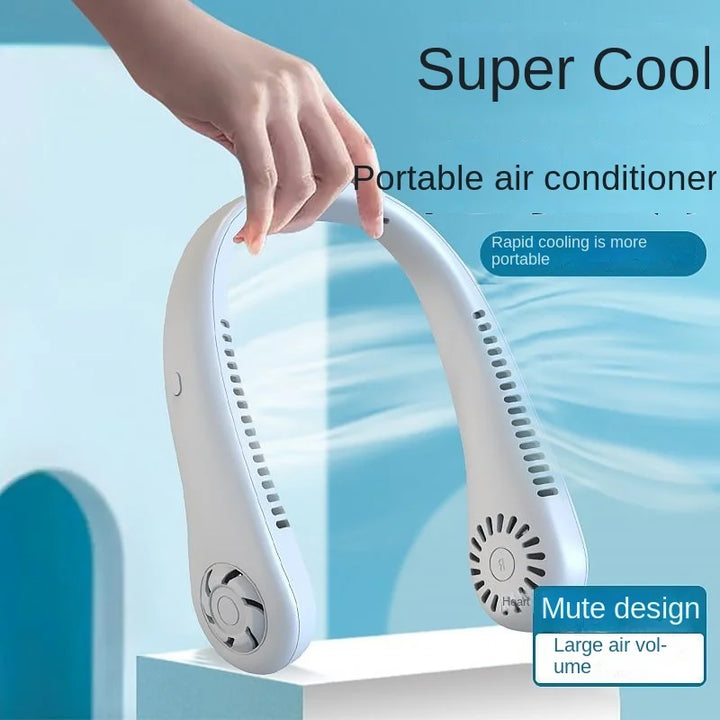 Stay Cool Anywhere with 1PC New Mini Neck Portable Bladeless Hanging Neck Fan - Long Battery Life, Rechargeable, 3-Speed Air Cooler for Summer Sports | Bowlift