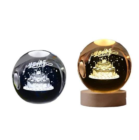 3D Crystal Night Light LED - Starry Sky Projector with Wooden Base, Romantic Lighting for Bedroom & Gifts | Bowlift