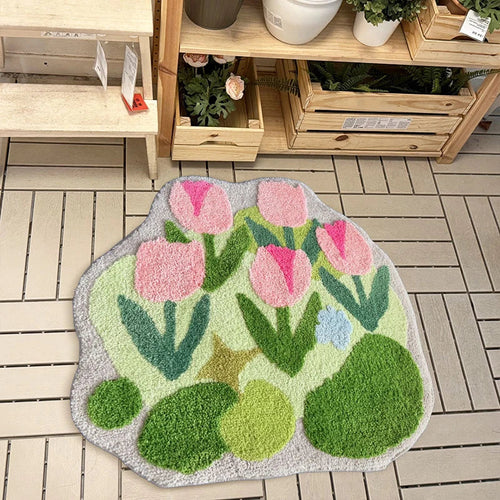 Colorful Tufted Tulip Rug | Bowlift