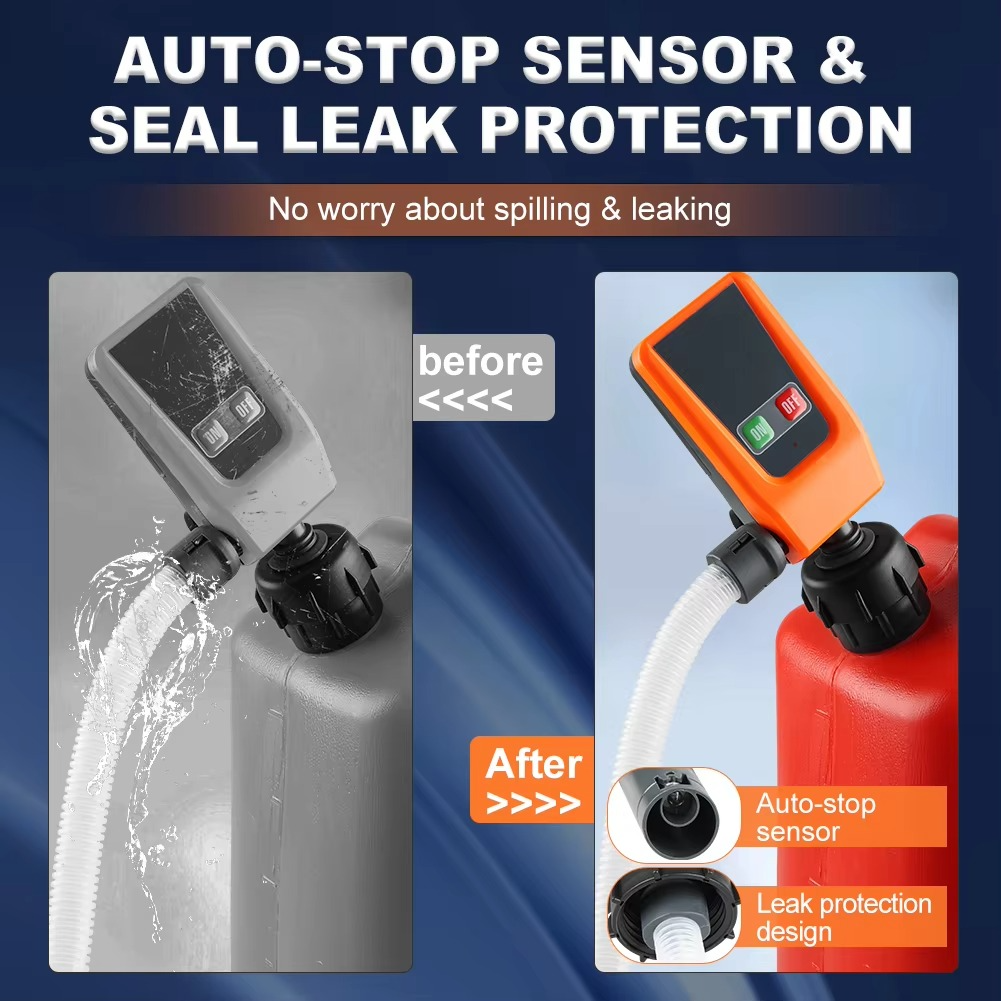 BowLift | Advanced 3.2GPM Auto-stop DC 12V Fuel Transfer Pump with Leak Protection & 4-Tank Adapter