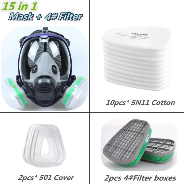 BowLift | Full Face Respirator Mask with Anti-Fog Lens and Industrial Gas Filters