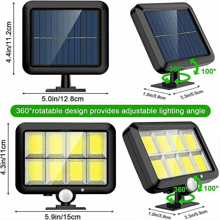 BowLift | LuminaX Solar | 100 COB LED Solar Light | IP65 | Motion Sensor & 3 Modes | Wireless Outdoor Lighting