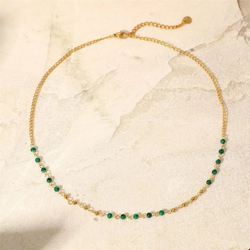 BowLift | Dainty Gold & Malachite Stone Necklace