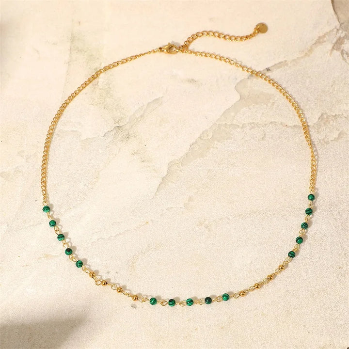 BowLift | Dainty Gold & Malachite Stone Necklace