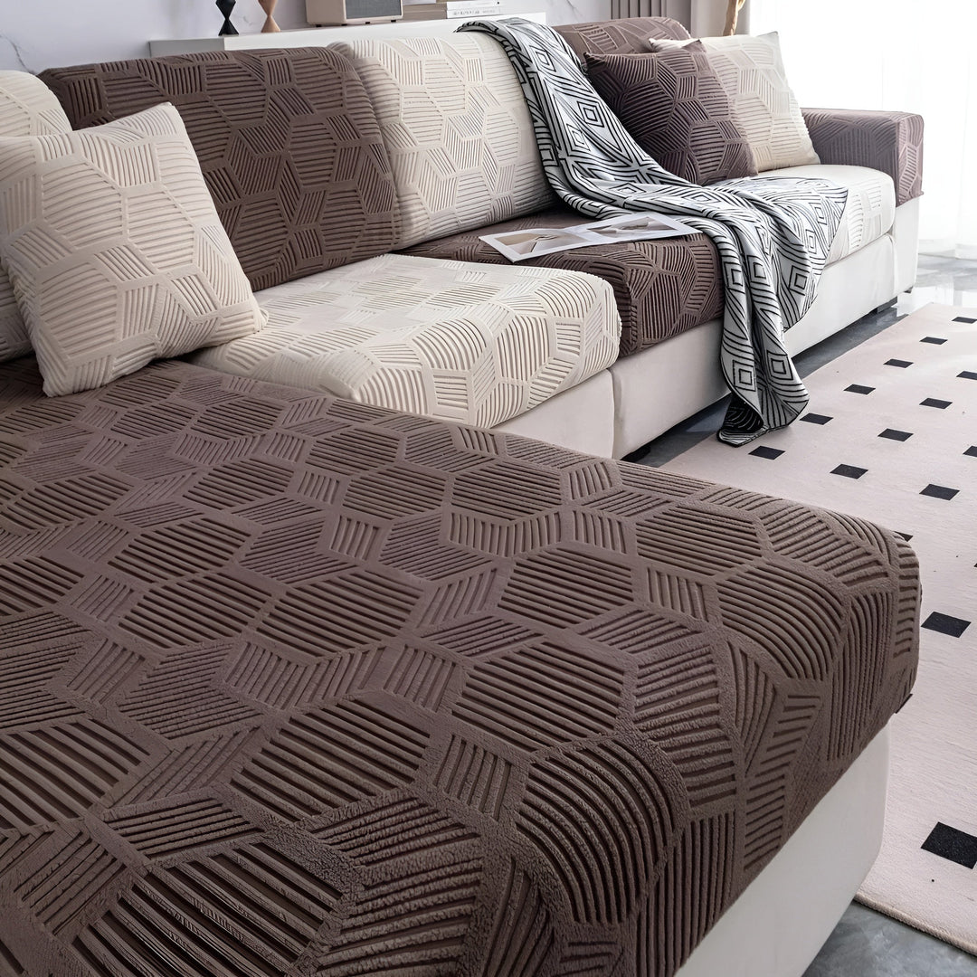 Jacquard Sofa Cover with Geometric Pattern – Soft & Pet-Friendly | Perfect for Protection and Cozy Living Spaces | Bowlift