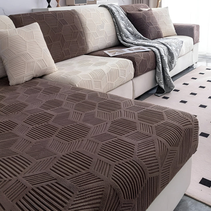 Jacquard Sofa Cover with Geometric Pattern – Soft & Pet-Friendly | Perfect for Protection and Cozy Living Spaces | Bowlift