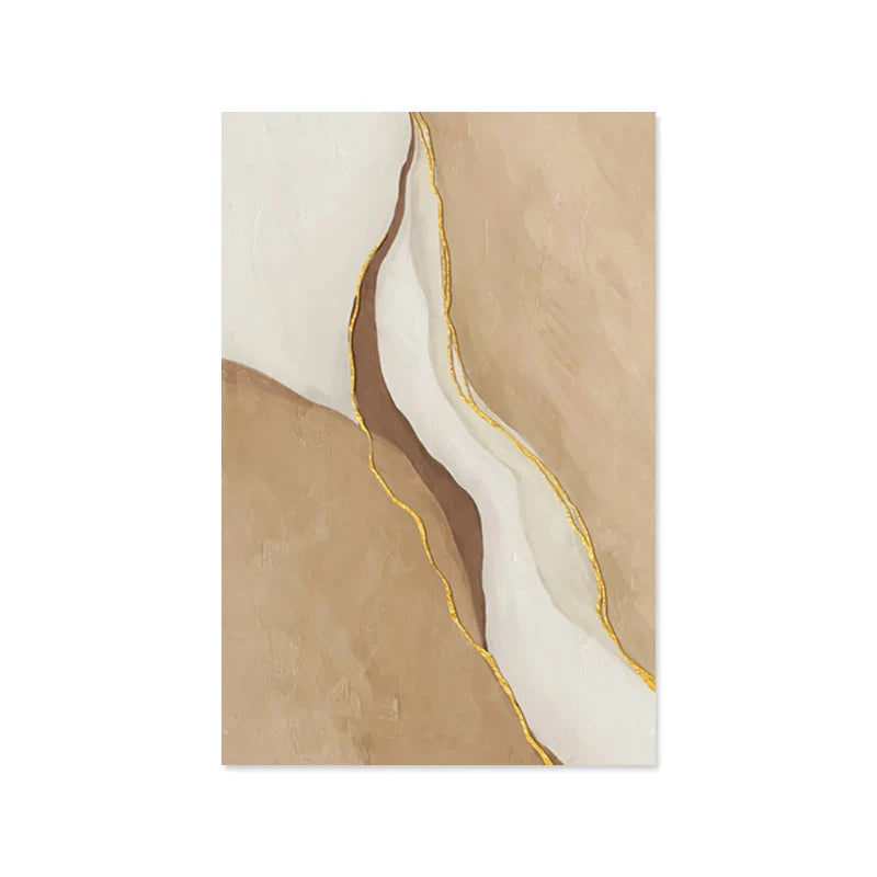 Modern Geomorphic Abstract Wall Art Fine Art Gray Beige Brown Canvas Prints Pictures For Living Room Contemporary Home Interior Decor | Bowlift