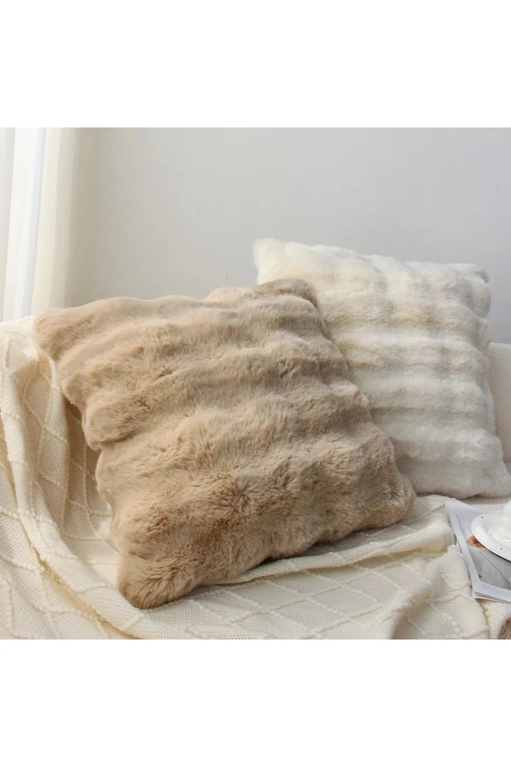Cream plush pillow cover | Bowlift